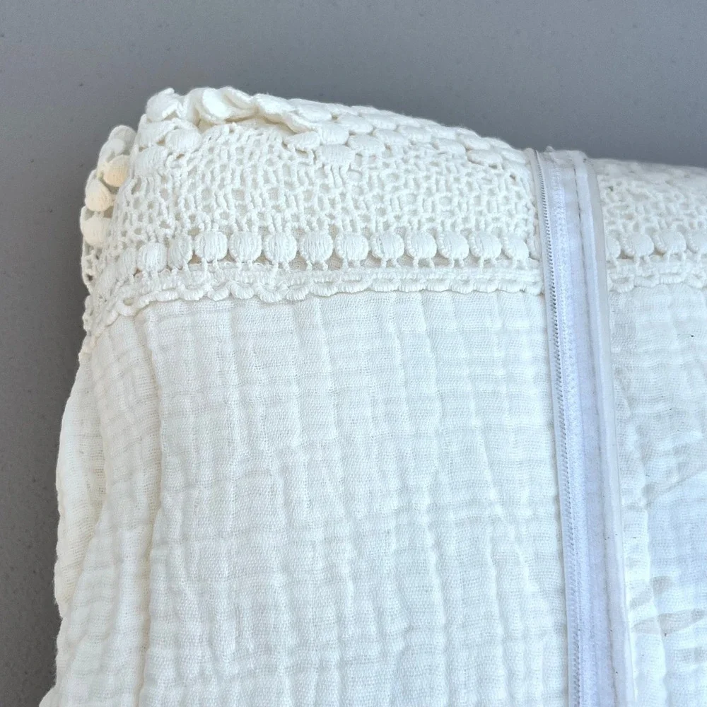 PiuBelle Premiere Queen‎ Matelasse Coverlet White 100% Cotton Lace Trim